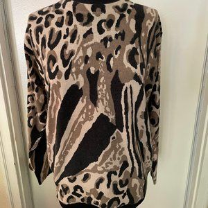Awina Lambswool animal Print Long Sleeve Sweater Size M